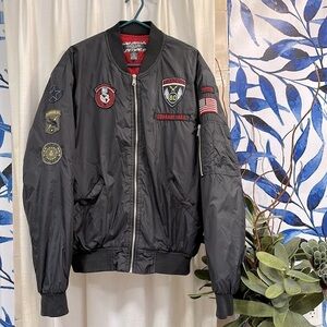 Men’s Courage Clothing Company Full Zip Flight Jacket Red interior Size Medium